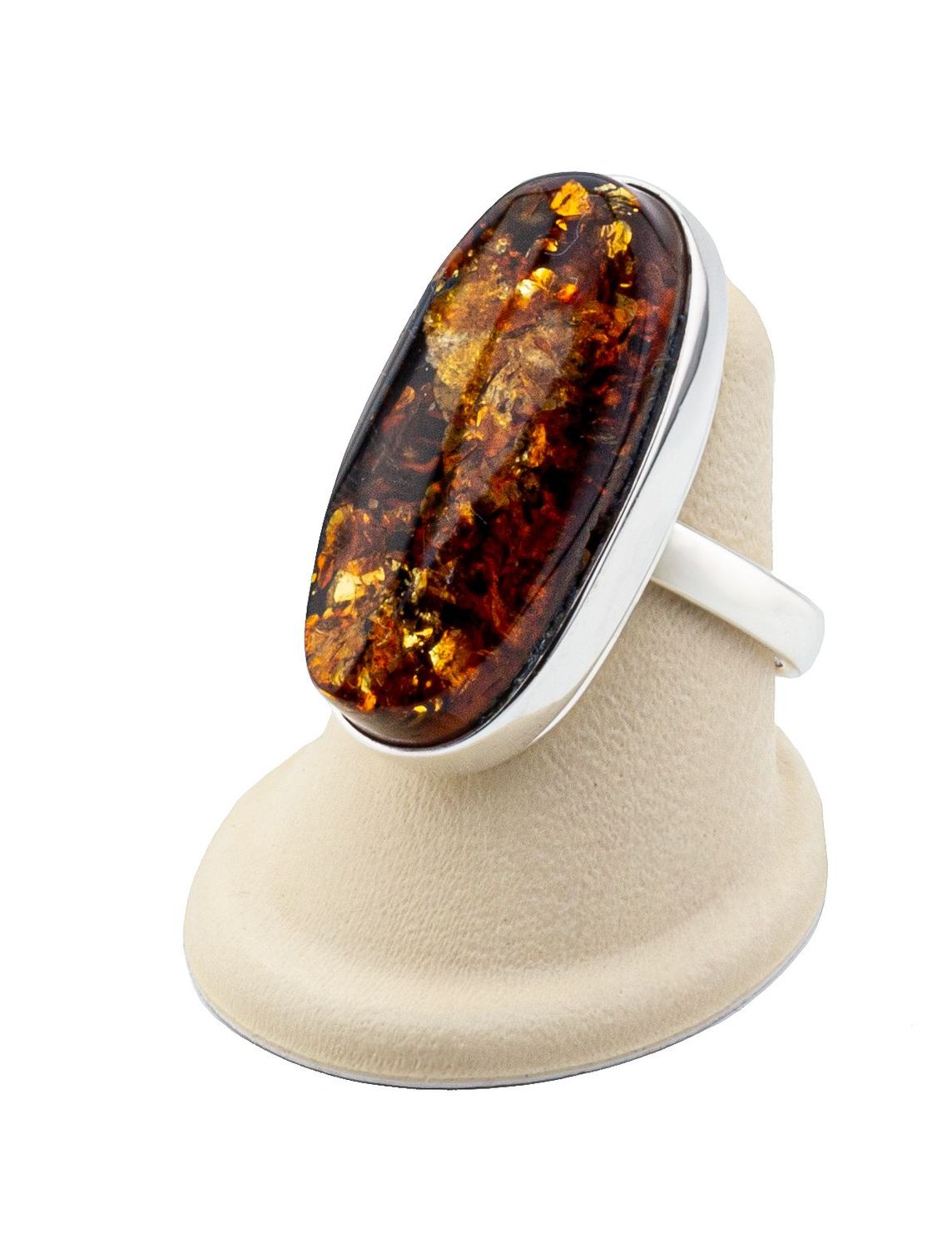 Bernstein Ring mit Silber 925