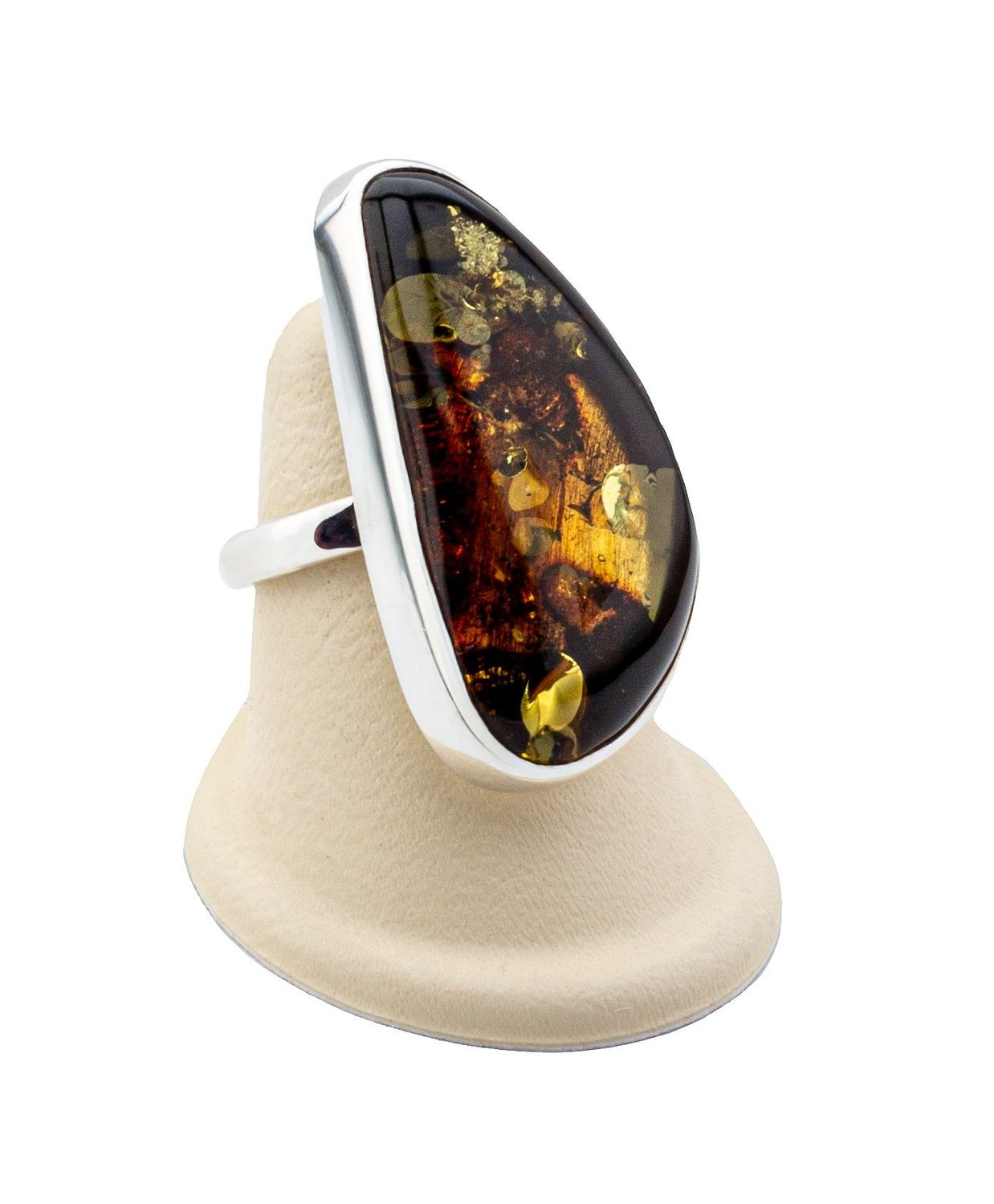 Bernstein Ring mit Silber 925