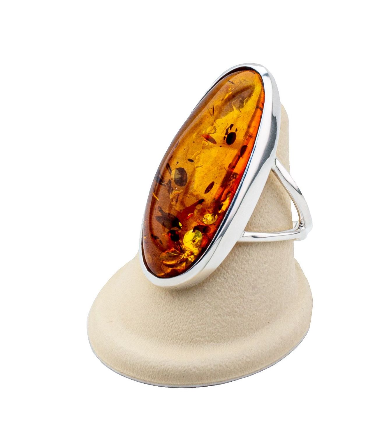 Bernstein Ring mit Silber 925