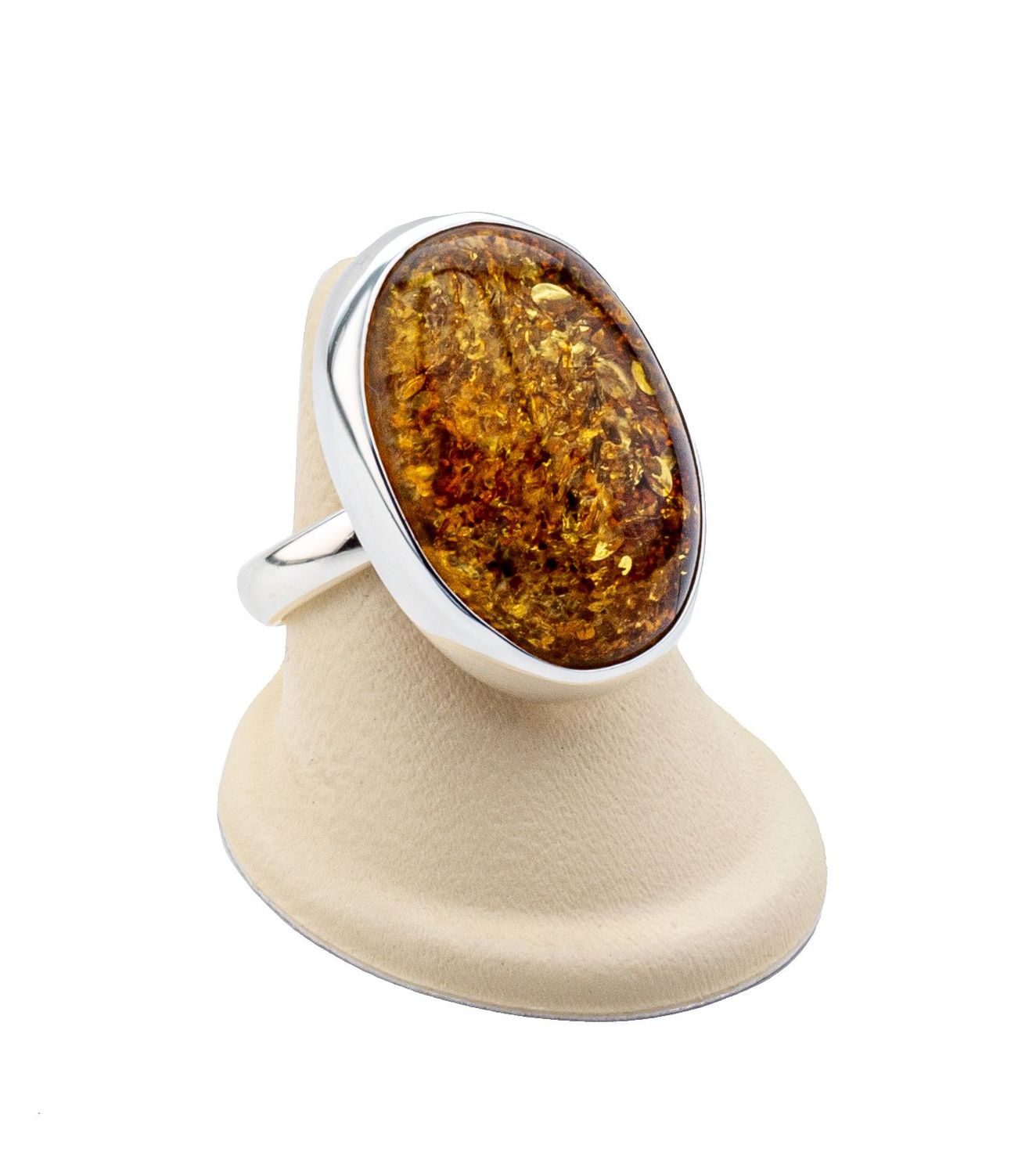 Bernstein Ring mit Silber 925