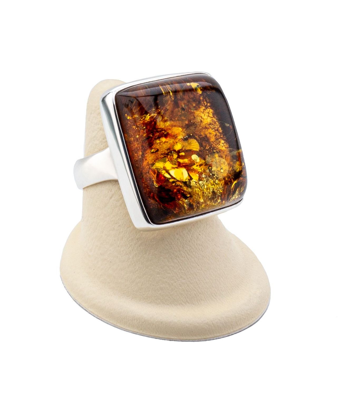 Bernstein Ring mit Silber 925
