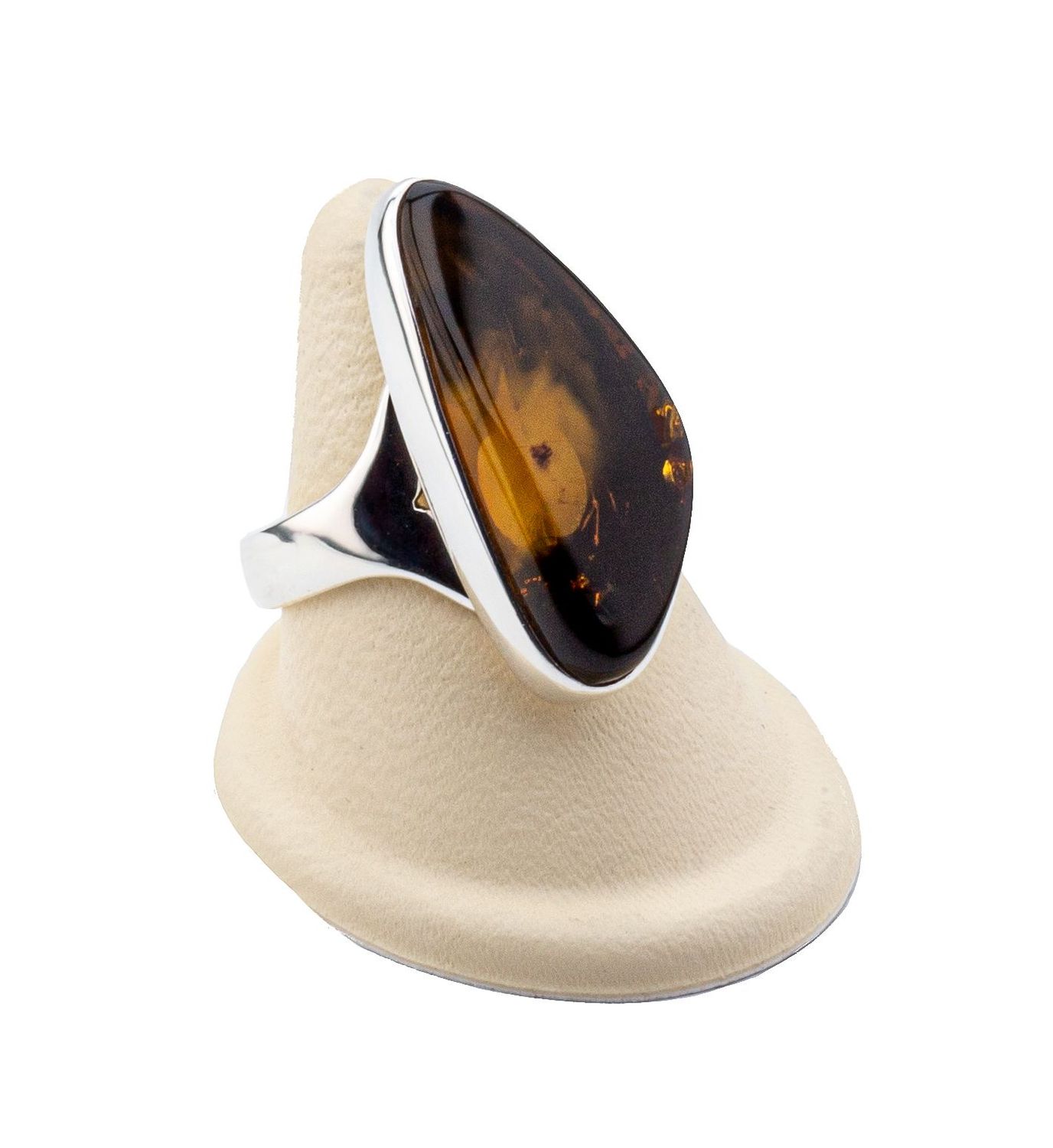Bernstein Ring mit Silber 925
