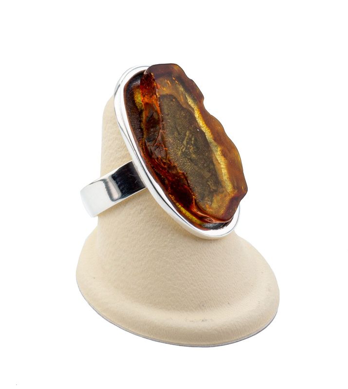 Bernstein Ring mit Silber 925