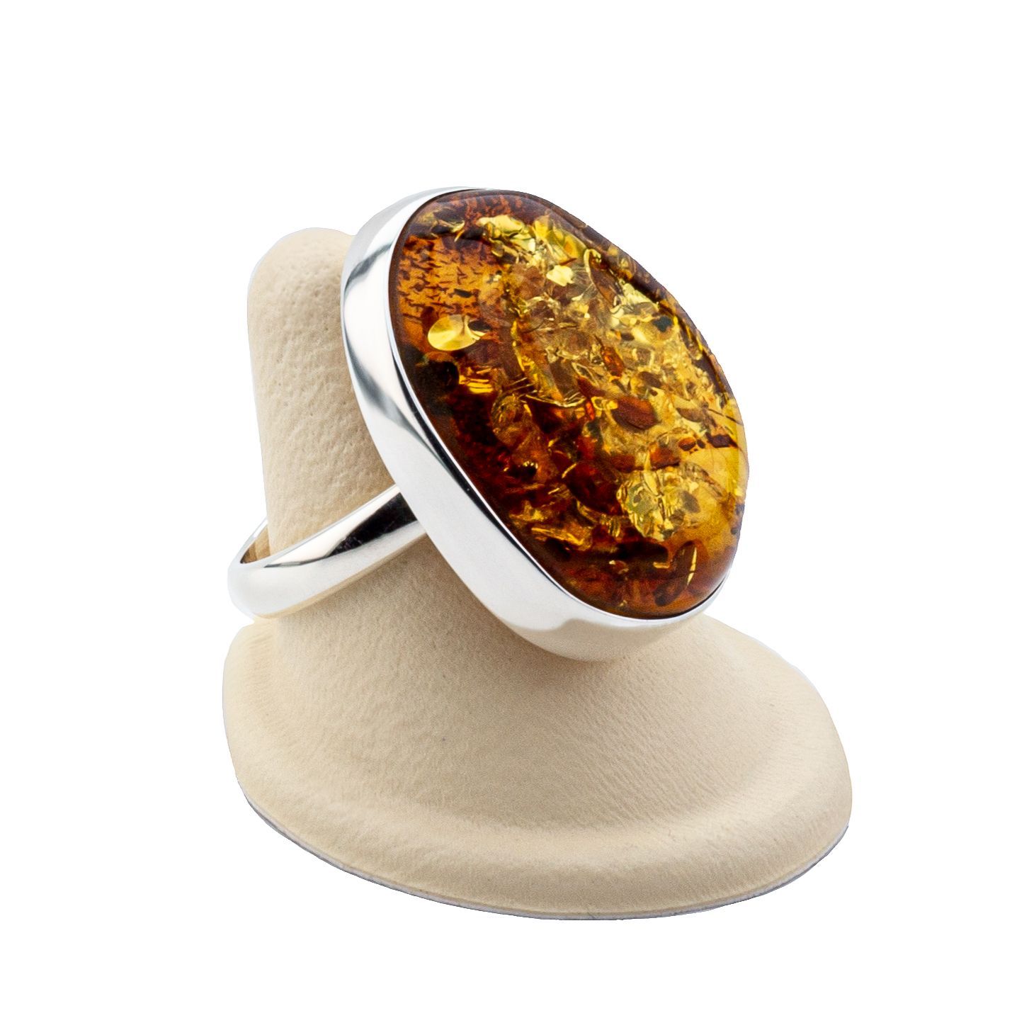 Bernstein Ring mit Silber 925