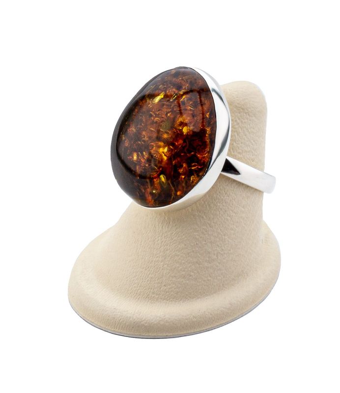 Bernstein Ring mit Silber 925