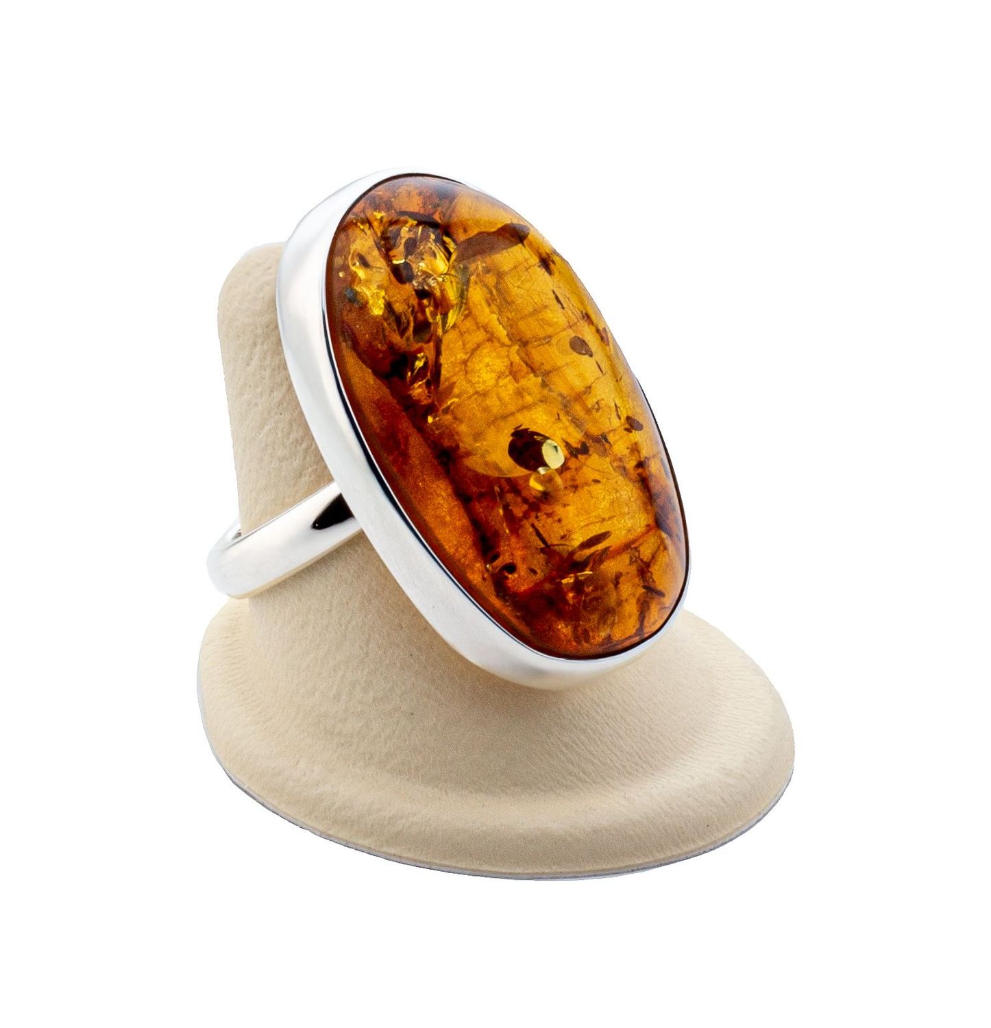 Bernstein Ring mit Silber 925