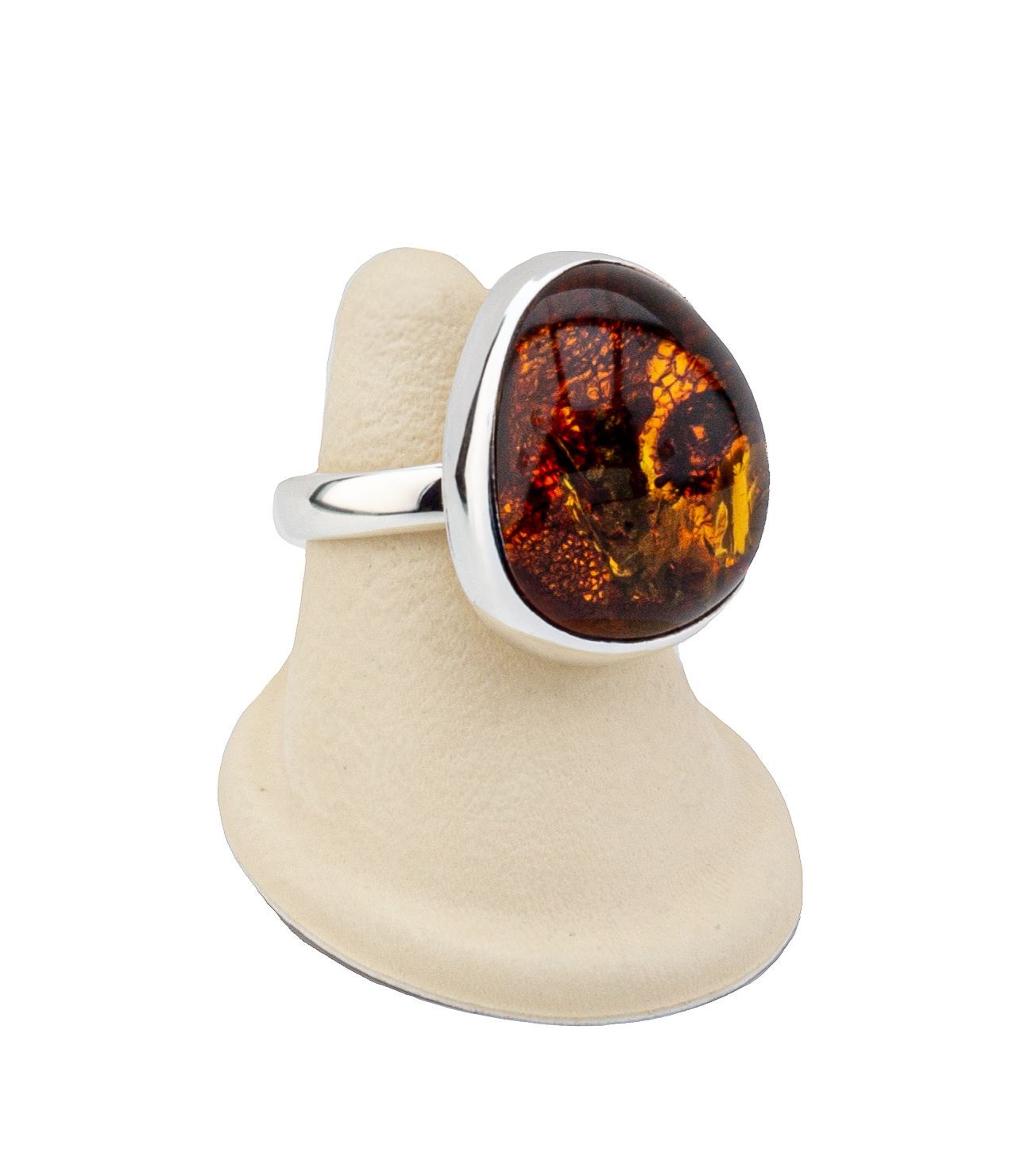 Bernstein Ring mit Silber 925