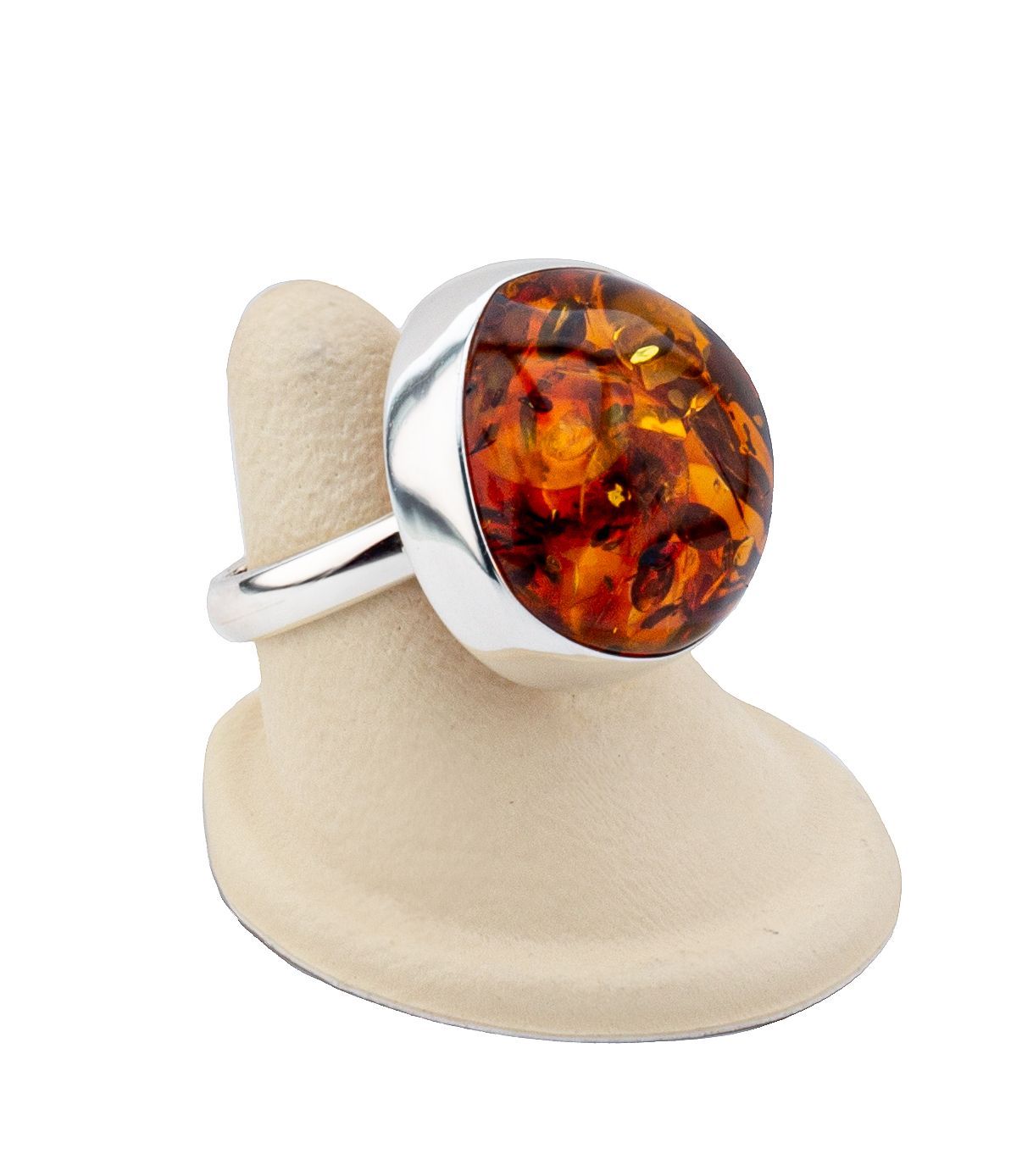Bernstein Ring mit Silber 925