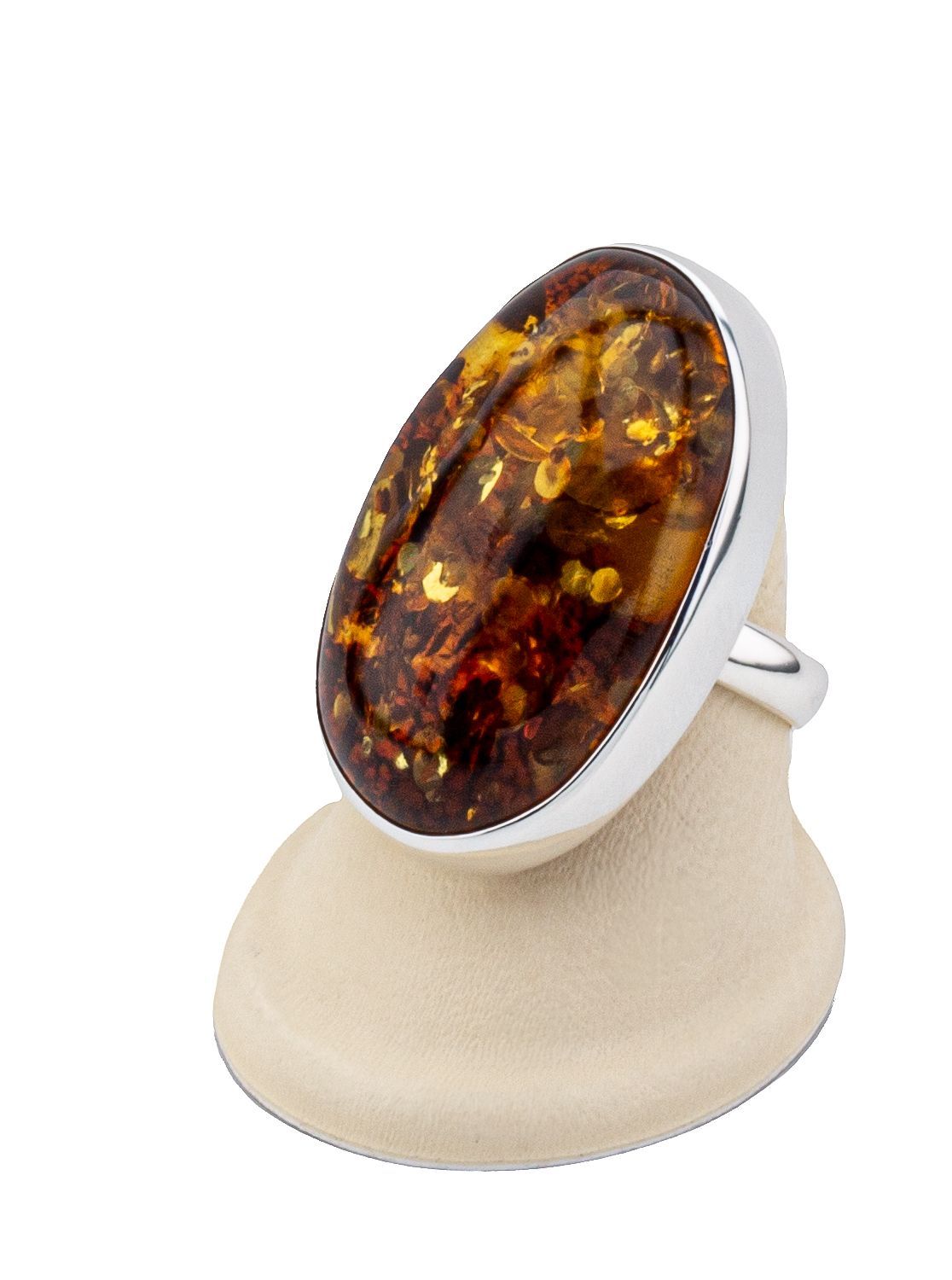 Bernstein Ring mit Silber 925