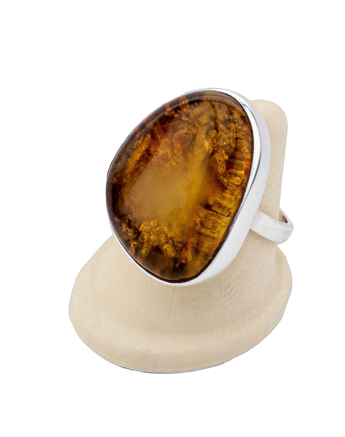 Bernstein Ring mit Silber 925