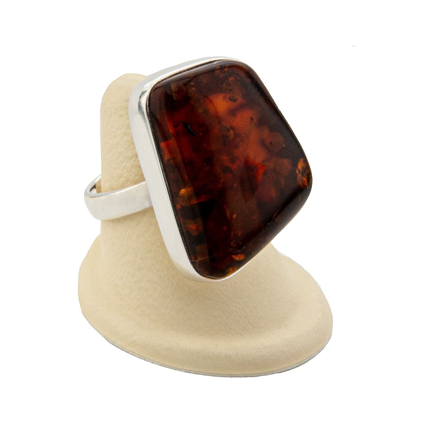 Bernstein Ring mit Silber 925