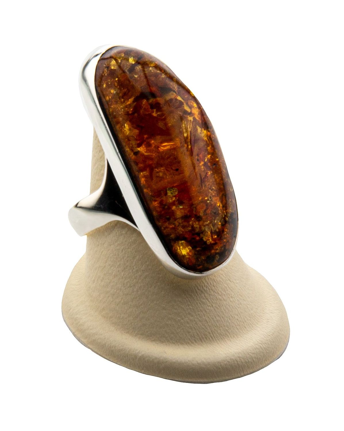 Bernstein Ring mit Silber 925