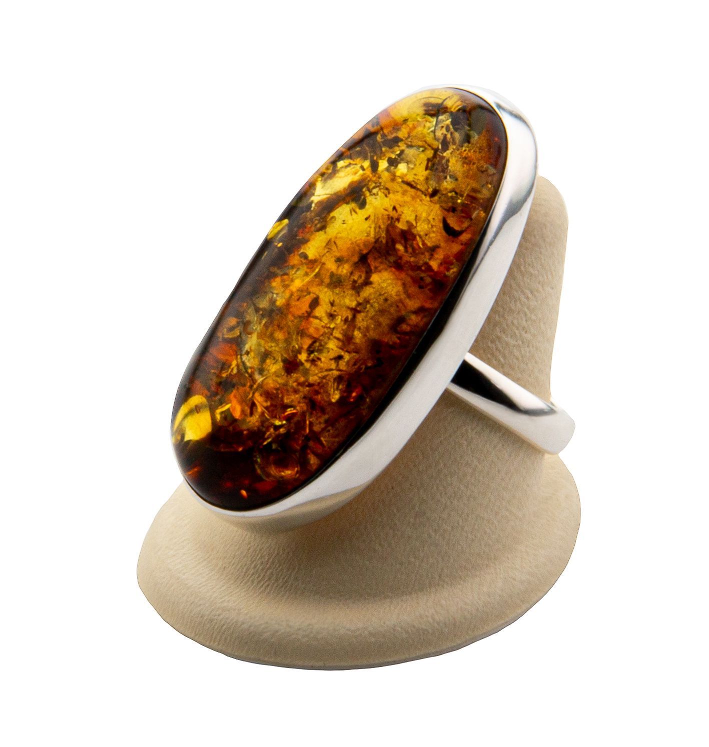 Bernstein Ring mit Silber 925