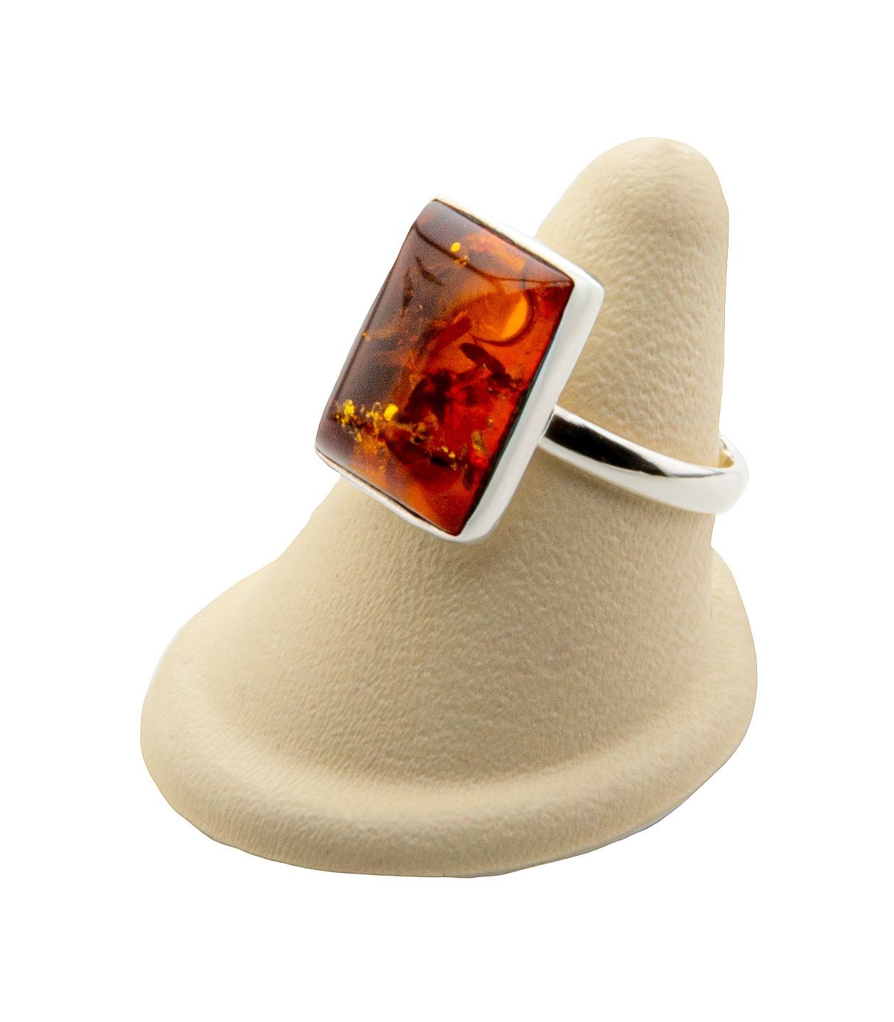 Bernstein Ring mit Silber 925