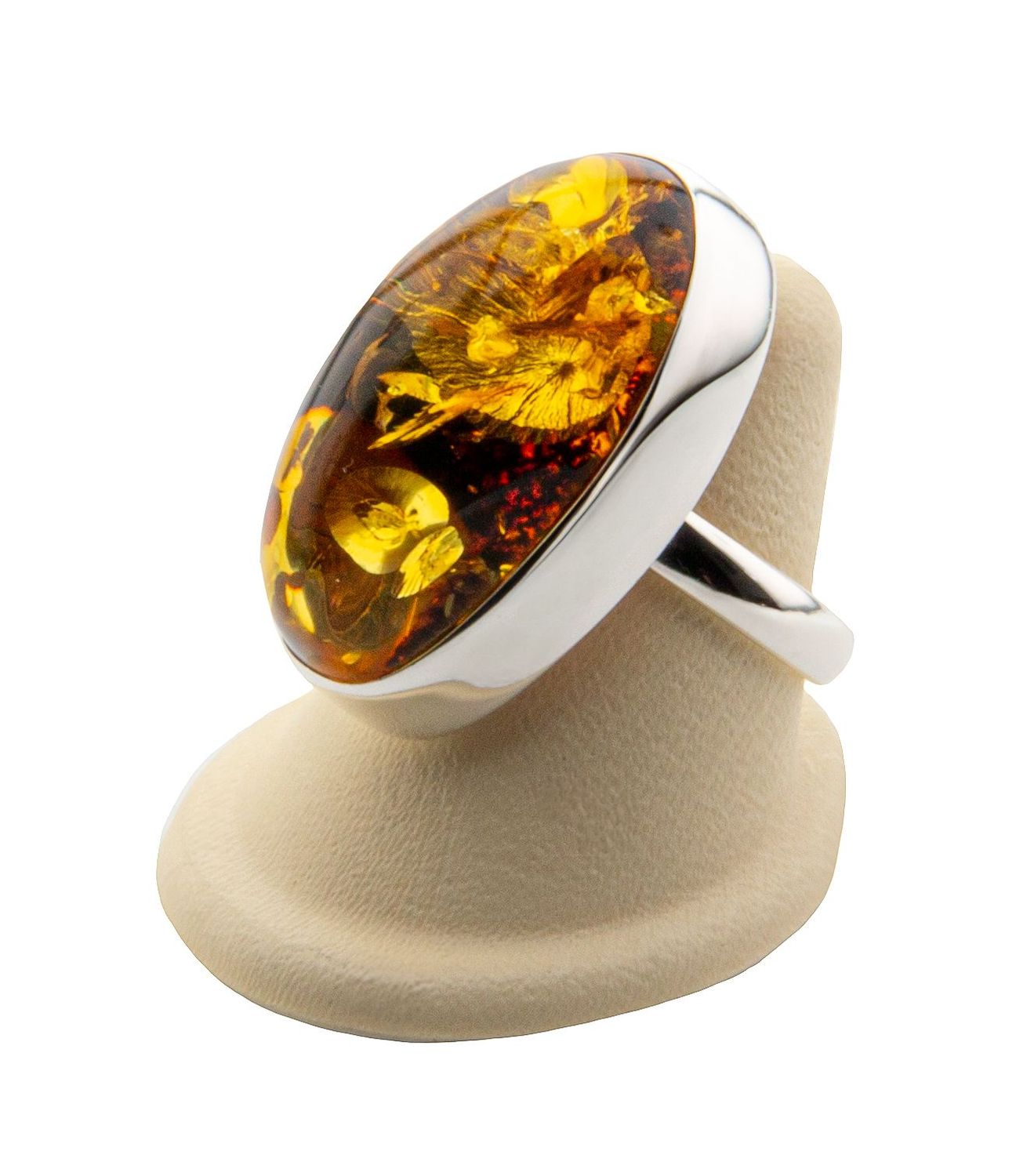 Bernstein Ring mit Silber 925