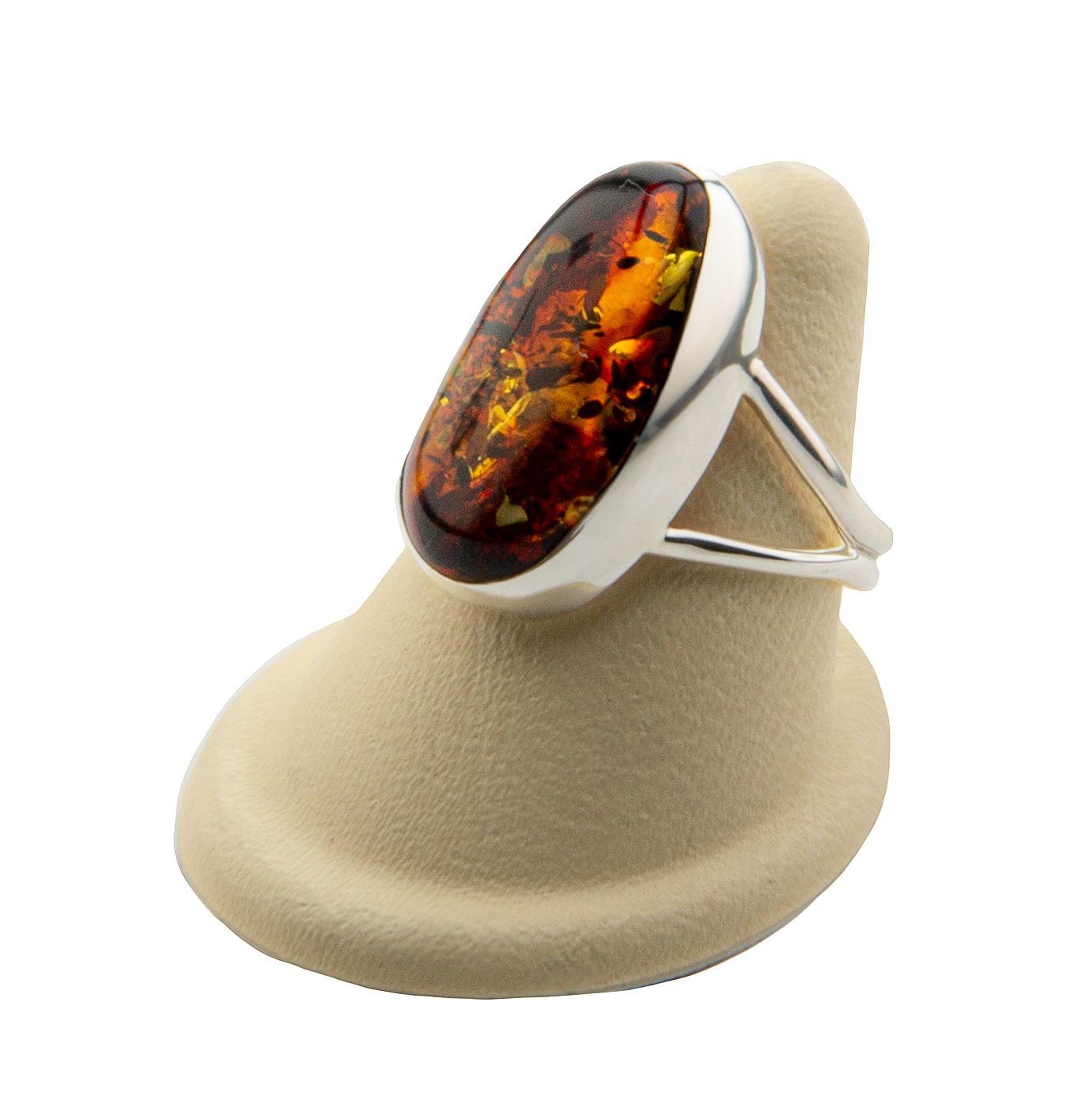 Bernstein Ring mit Silber 925