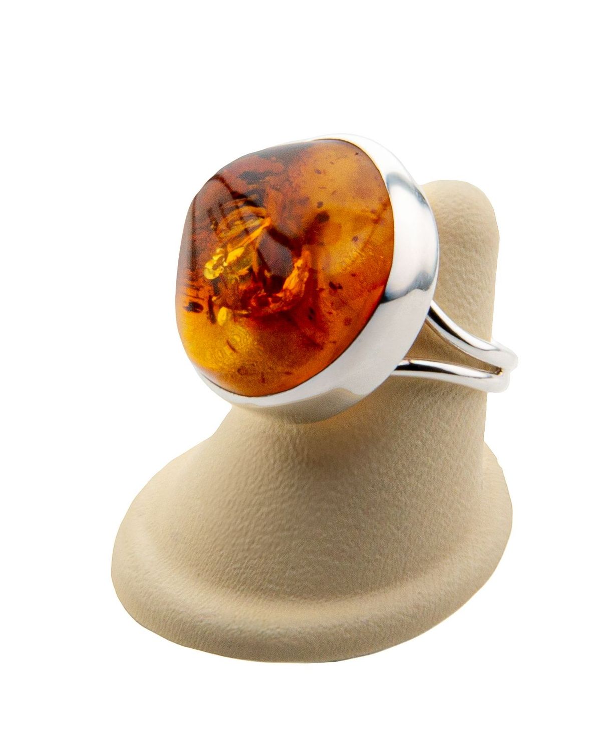 Bernstein Ring mit Silber 925