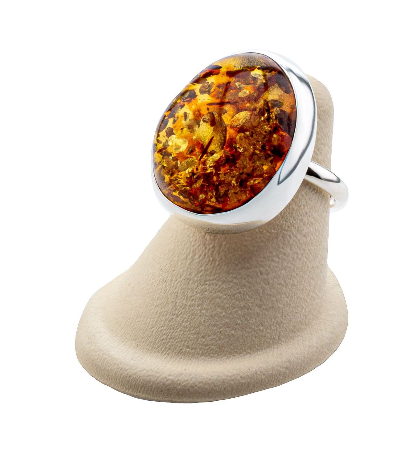 Bernstein Ring mit Silber 925
