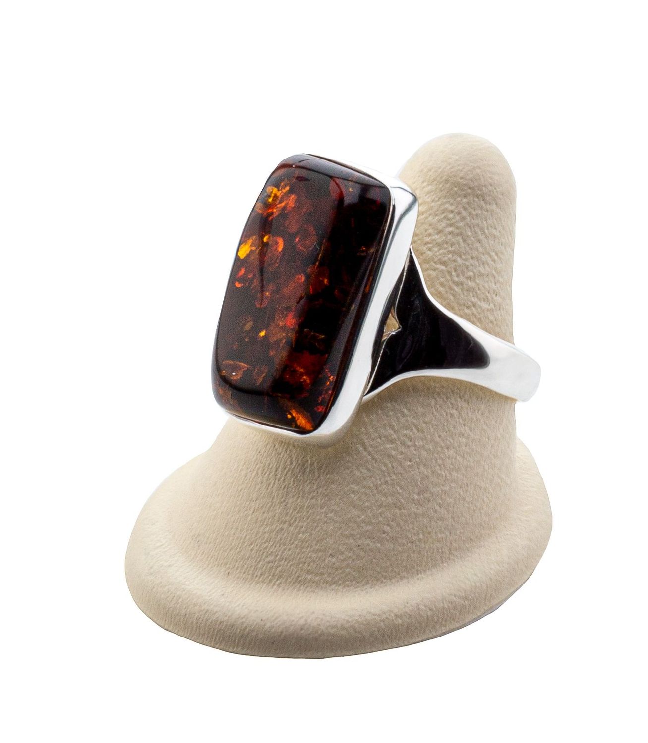 Bernstein Ring mit Silber 925