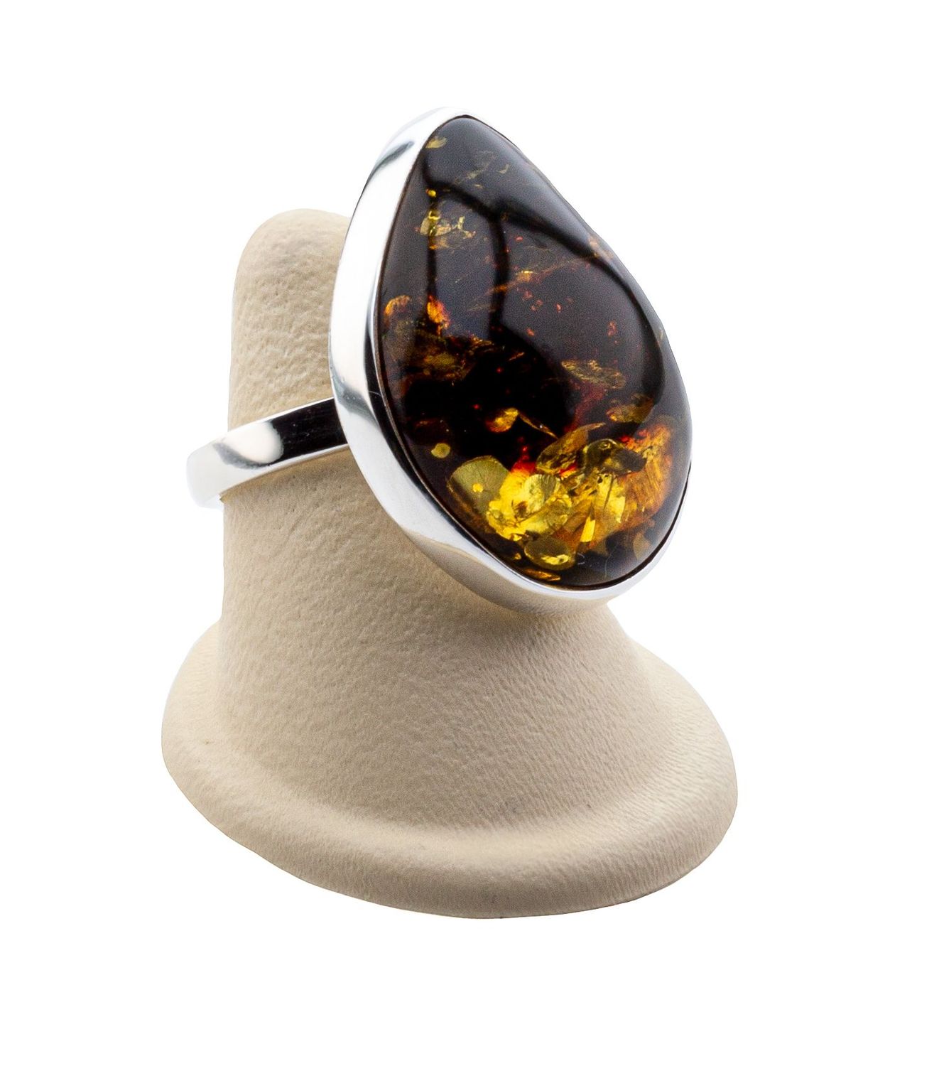 Bernstein Ring mit Silber 925