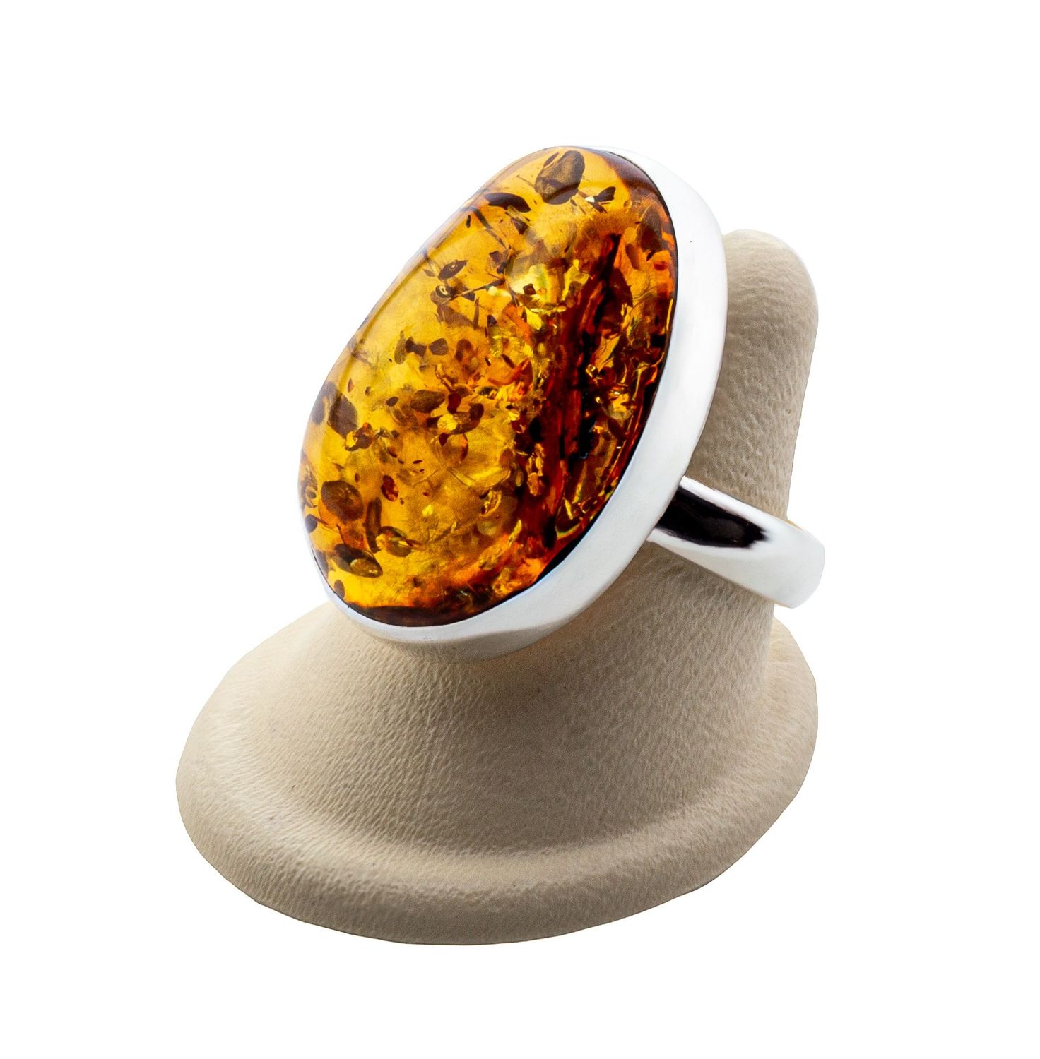 Bernstein Ring mit Silber 925