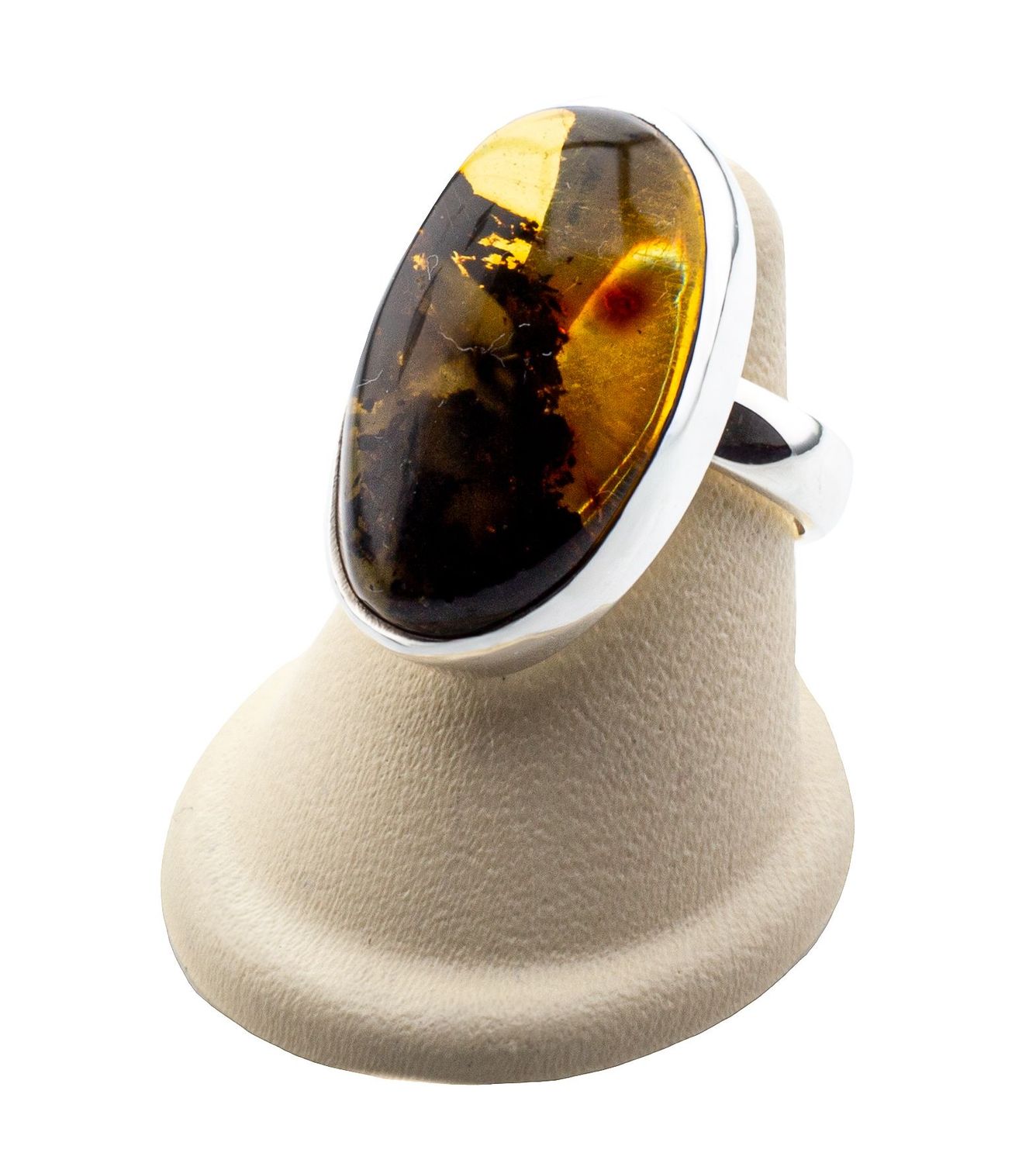 Bernstein Ring mit Silber 925