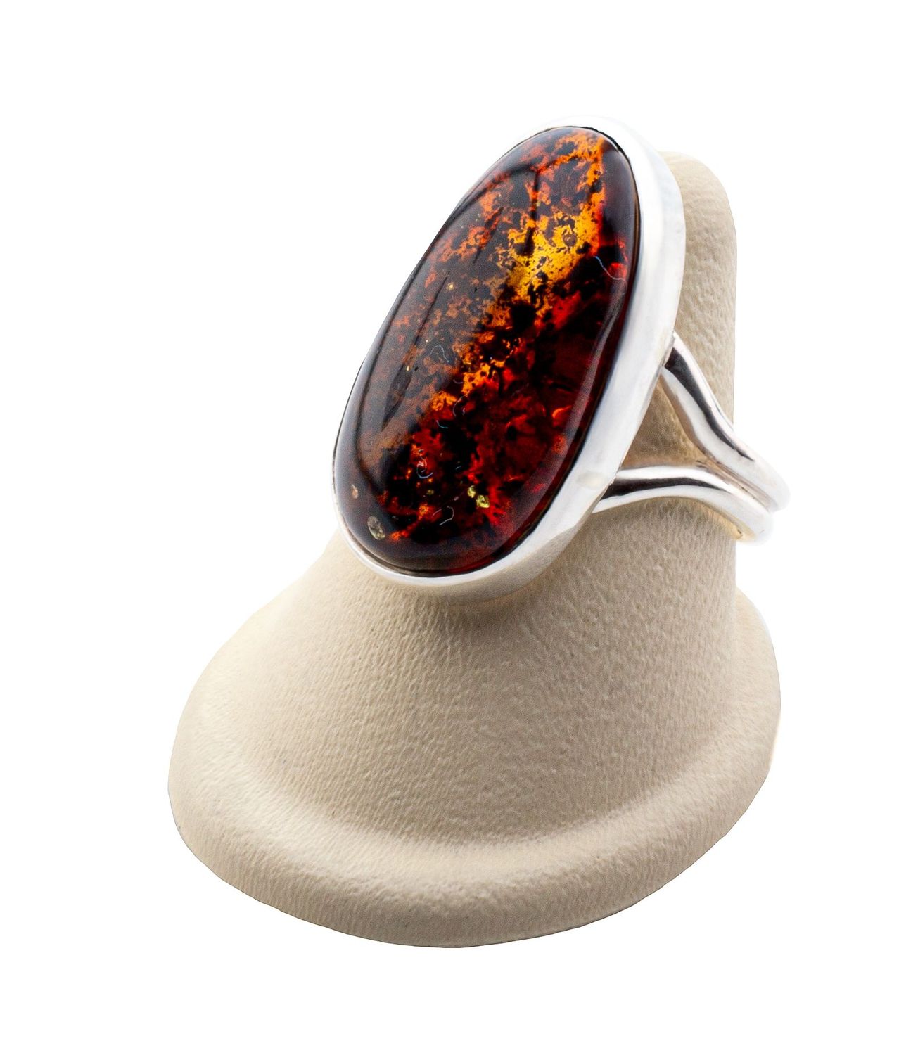 Bernstein Ring mit Silber 925