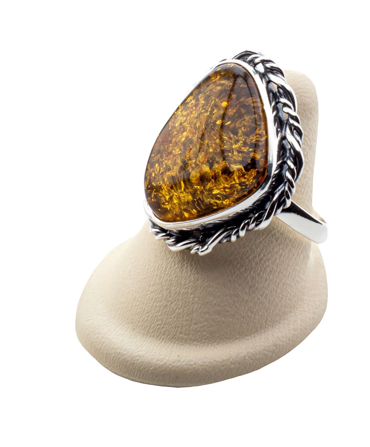 Bernstein Ring mit Silber 925