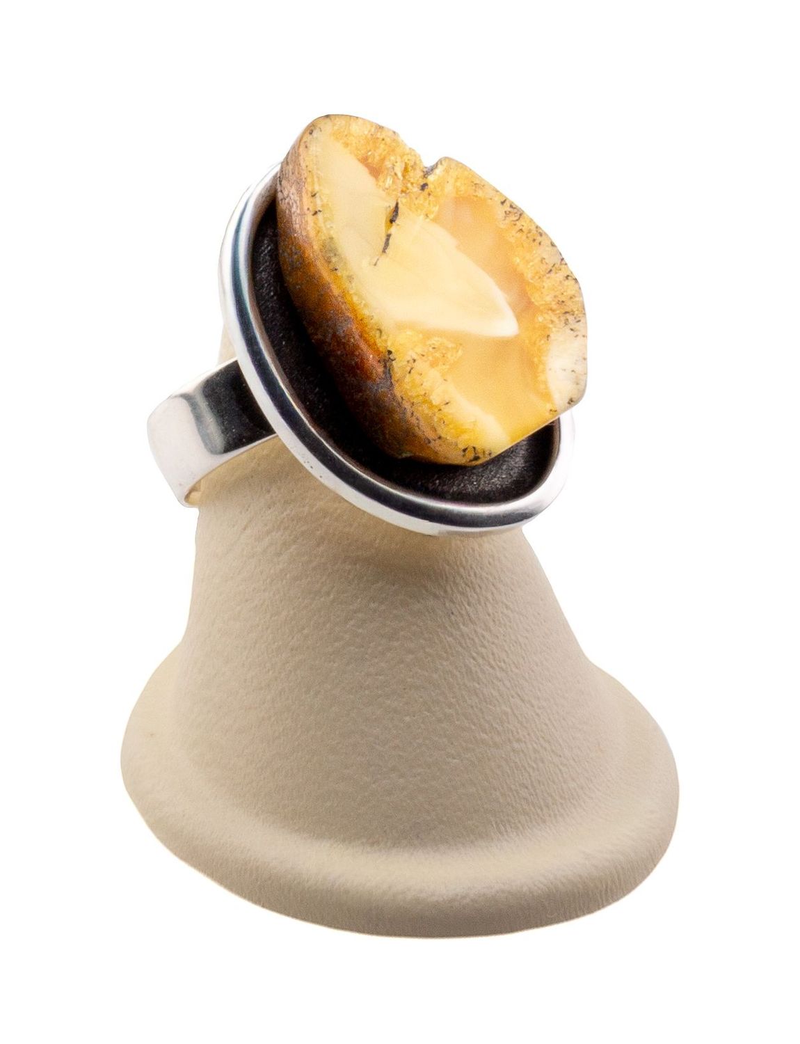 Bernstein Ring mit Silber 925