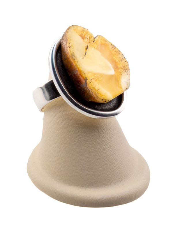 Bernstein Ring mit Silber 925