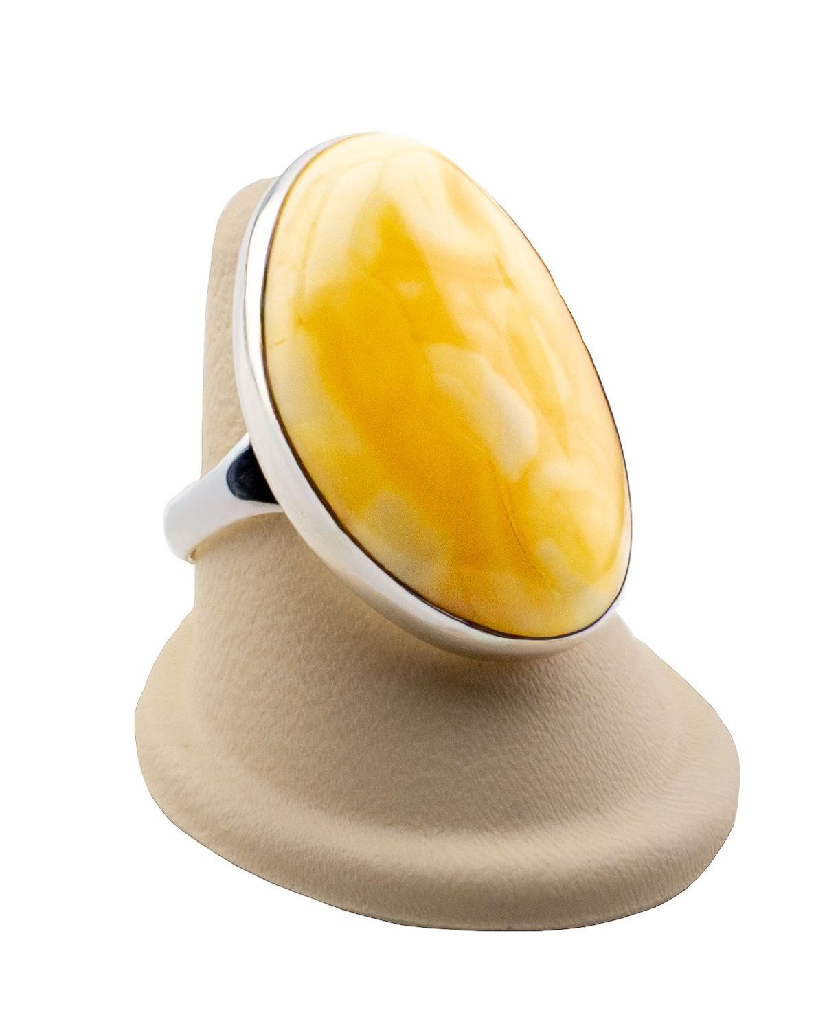 Bernstein Ring mit Silber 925