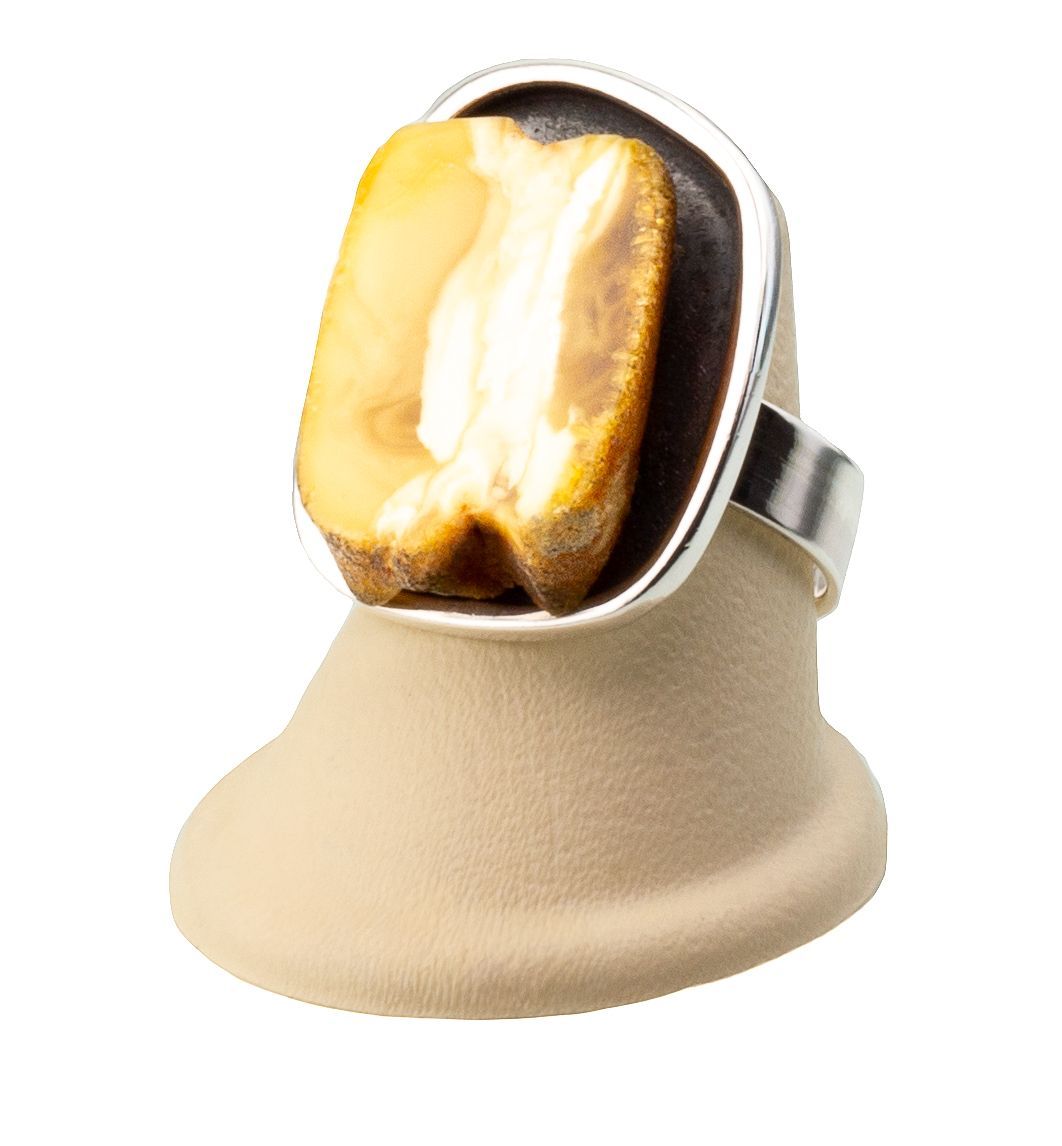 Bernstein Ring mit Silber 925