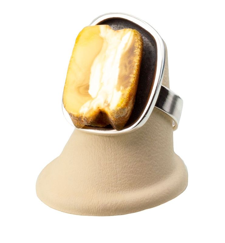 Bernstein Ring mit Silber 925