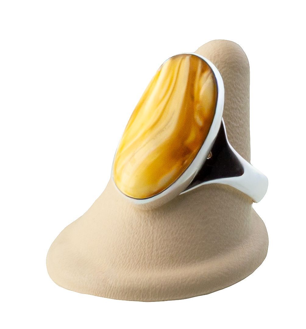 Bernstein Ring mit Silber 925