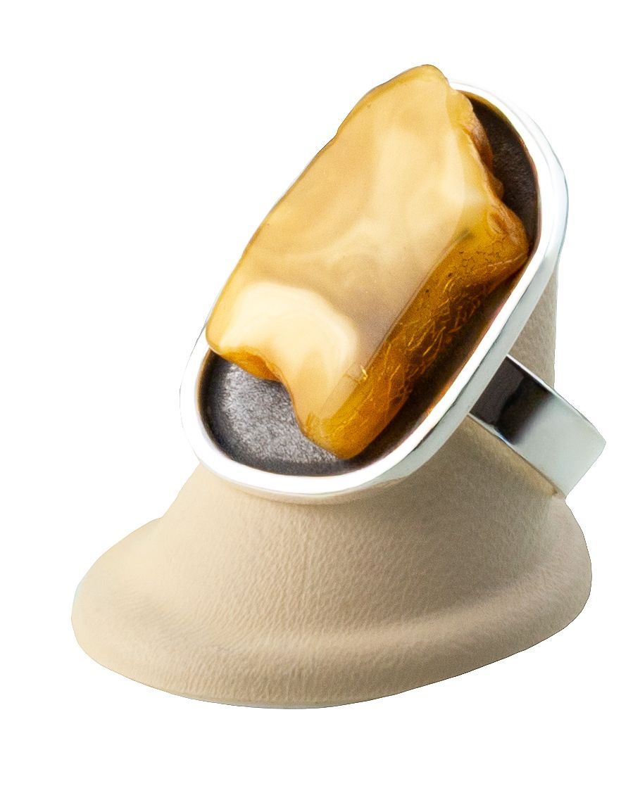 Bernstein Ring mit Silber 925