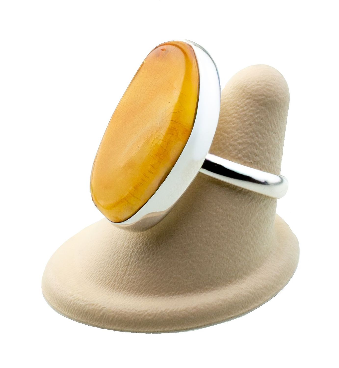 Bernstein Ring mit Silber 925