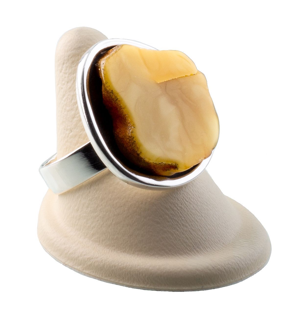 Bernstein Ring mit Silber 925