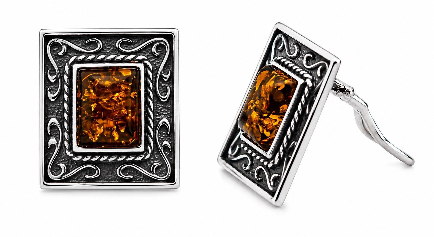 Bernstein Ohrringe Clips mit Silber 925