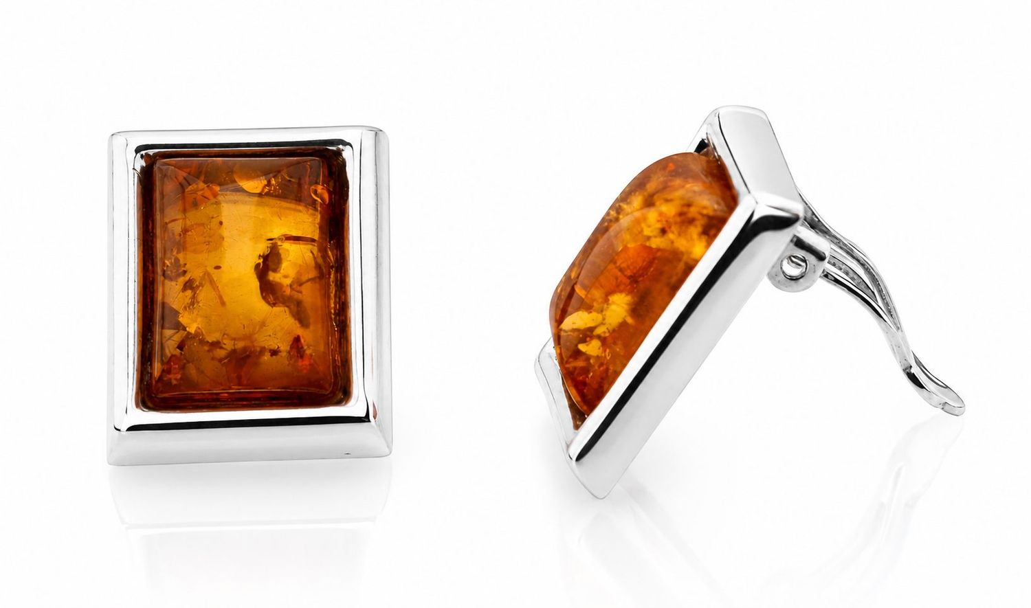 Bernstein Ohrringe Clips mit Silber 925