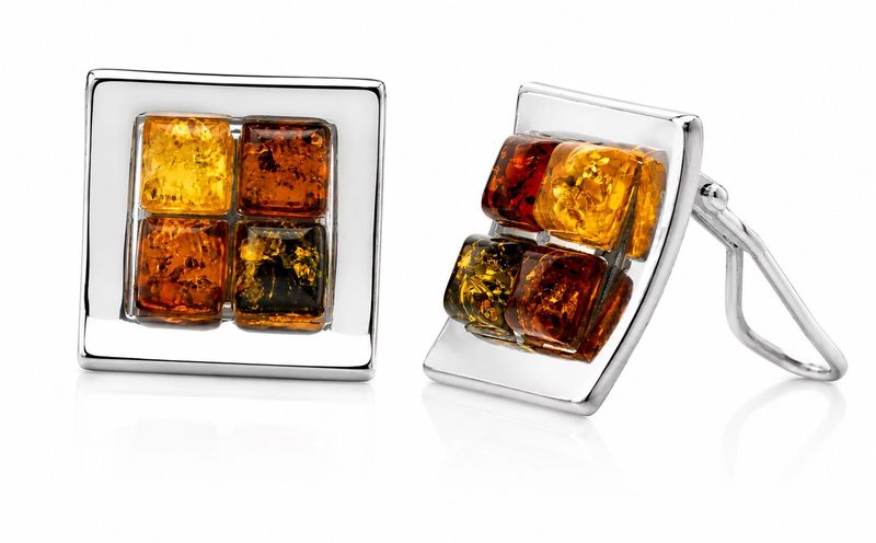Bernstein Ohrringe Clips mit Silber 925 Bernstein Ohrringe Clips mit Silber 925