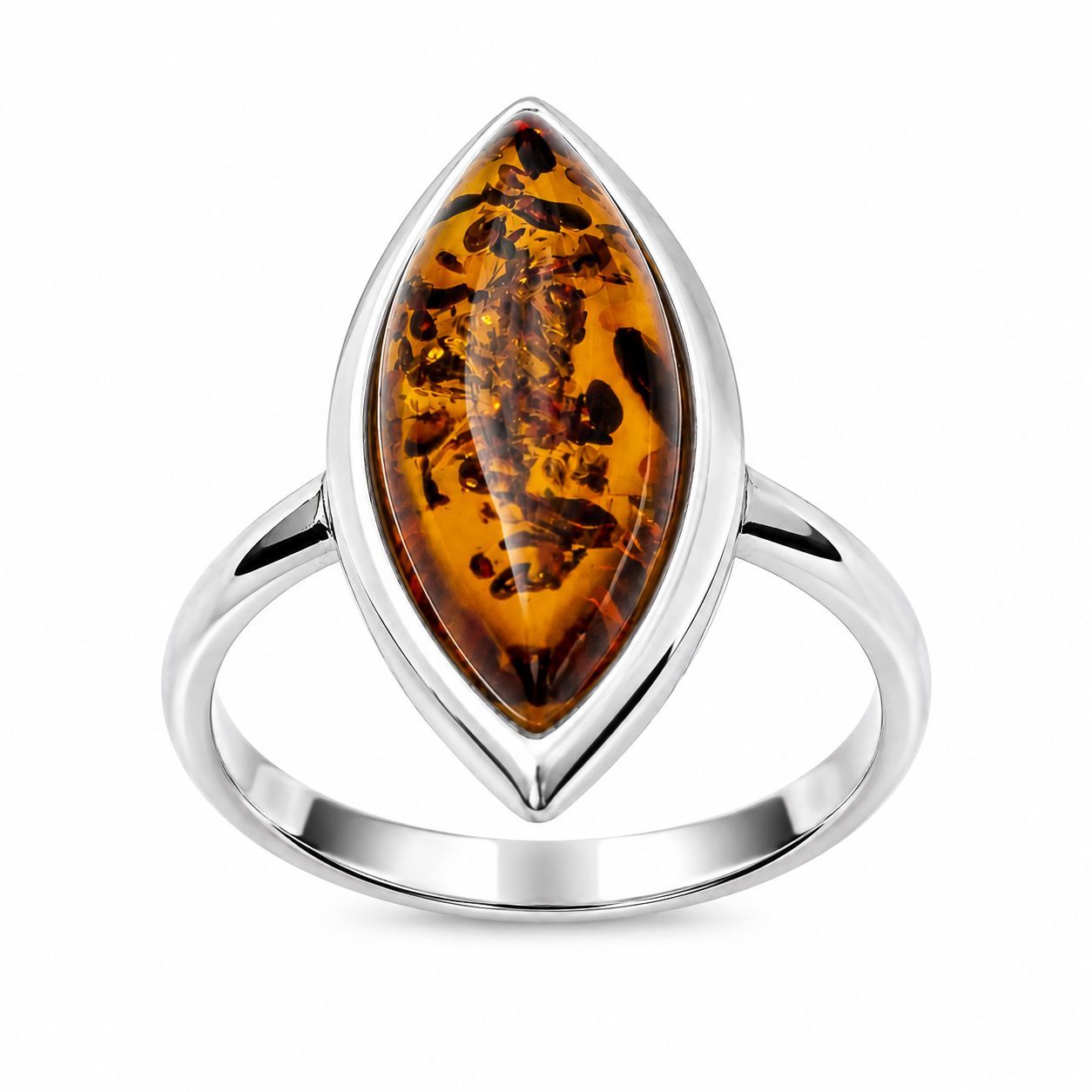 Bernstein Ring mit Silber 925