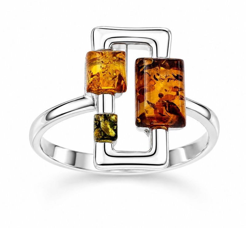 Bernstein Ring mit Silber 925