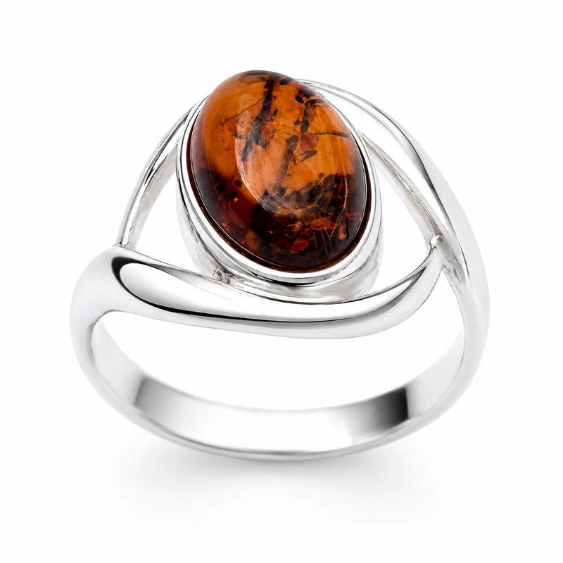 Bernstein Ring mit Silber 925