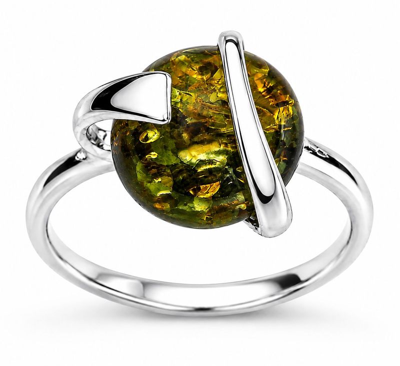 Bernstein Ring mit Silber 925