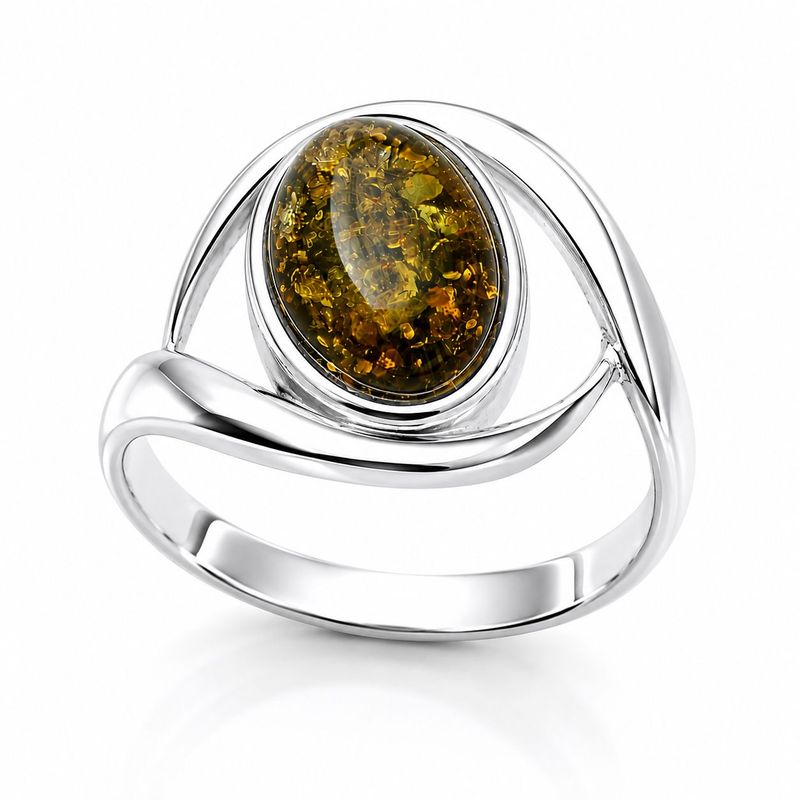 Bernstein Ring mit Silber 925
