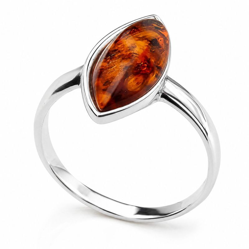 Bernstein Ring mit Silber 925