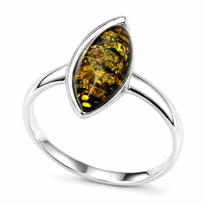 Bernstein Ring mit Silber 925