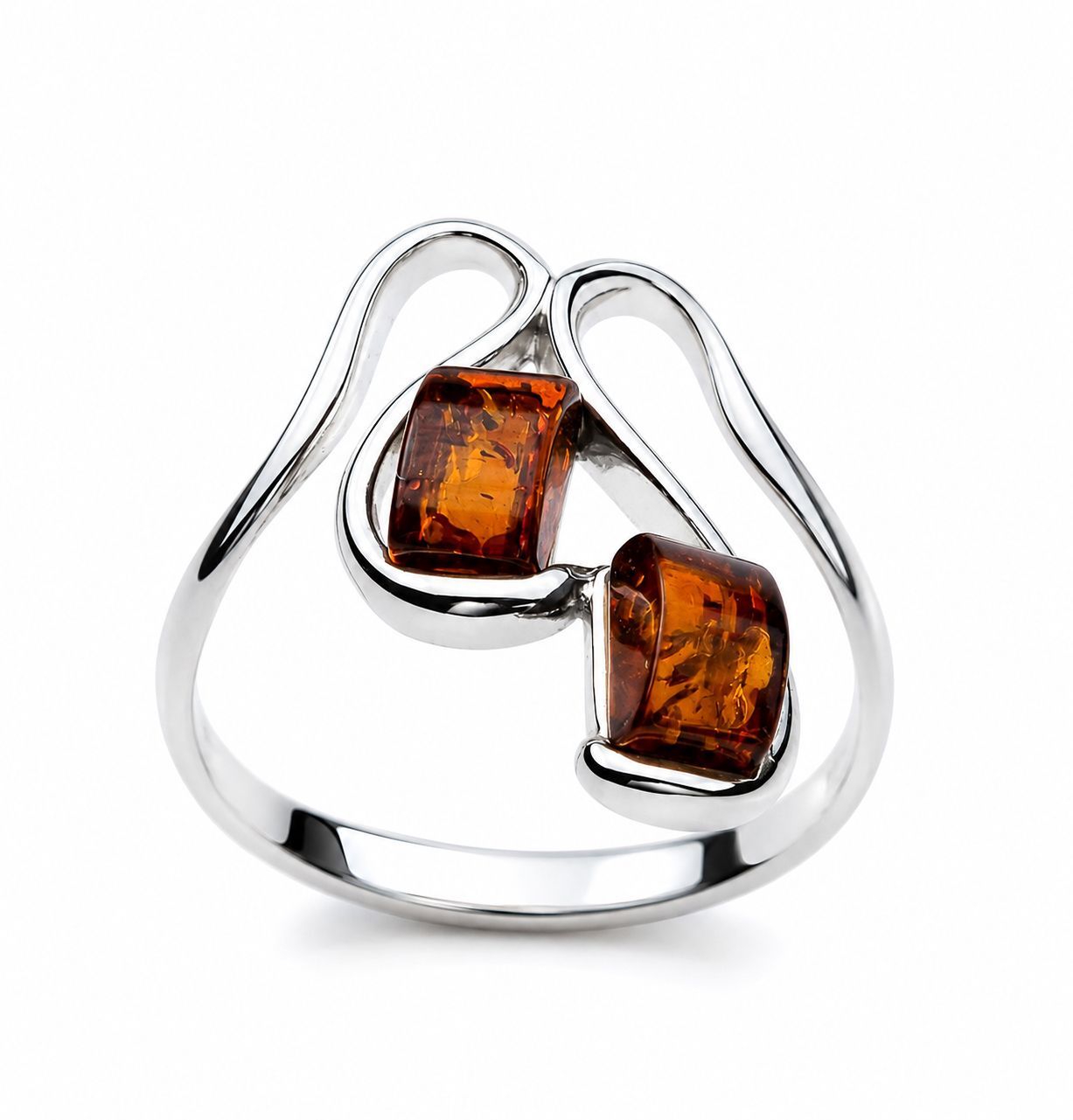 Bernstein Ring mit Silber 925