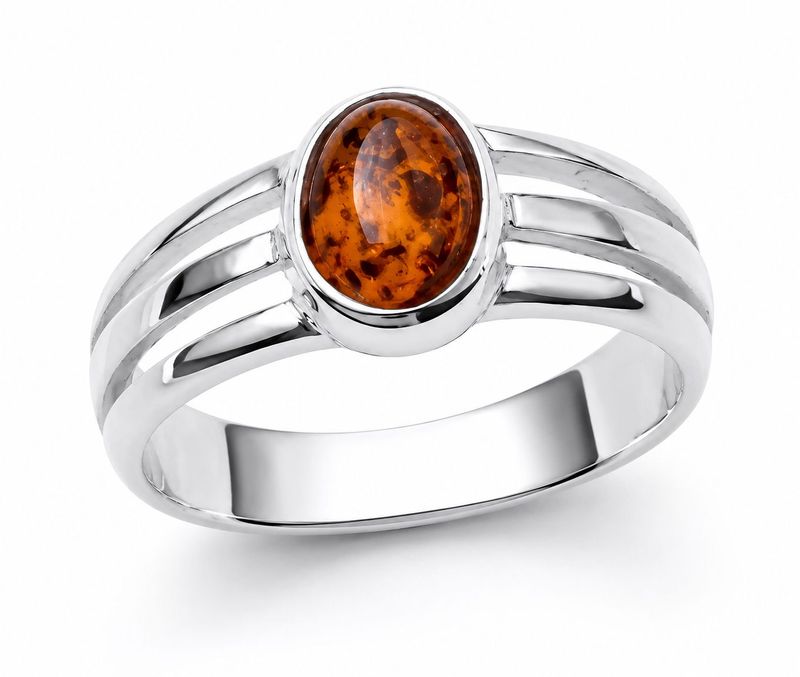Bernstein Ring mit Silber 925