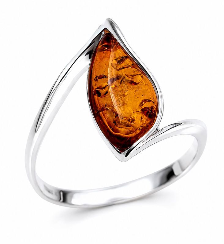 Bernstein Ring mit Silber 925